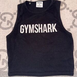 Gymshark Black Cropped Top with distressed logo